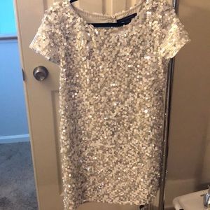 White and gray sequin dress